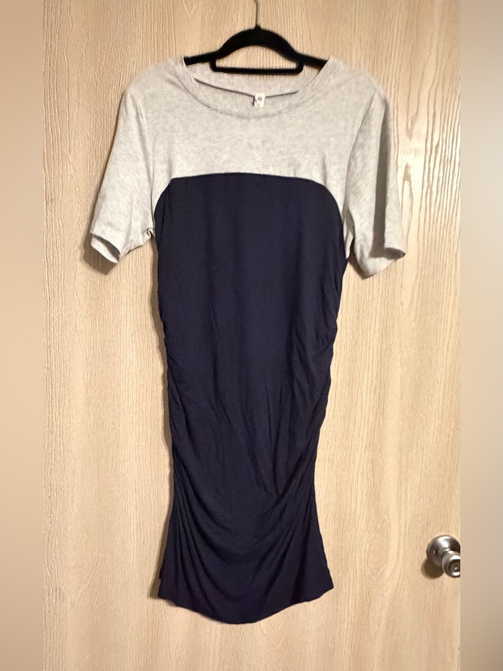 Daily Practice Anthropologie Classic Two-Tone Navy and Light Gray Knit Dress